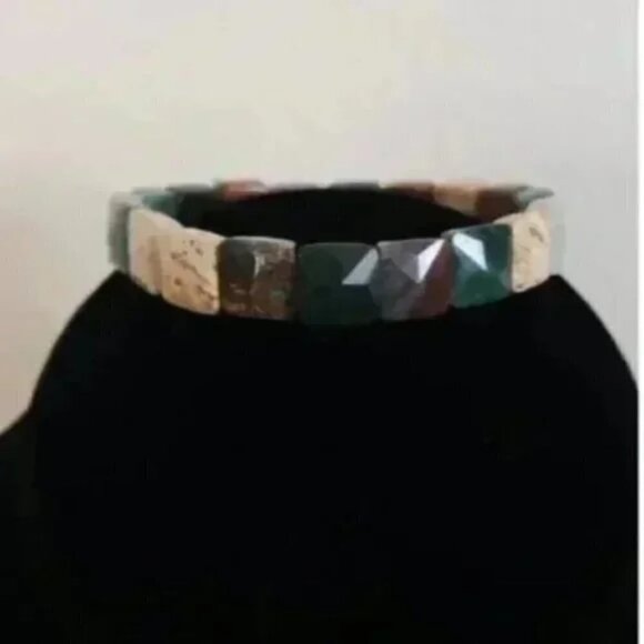 Faceted Natural Stone and Crystal Bracelet - Picture 1 of 3
